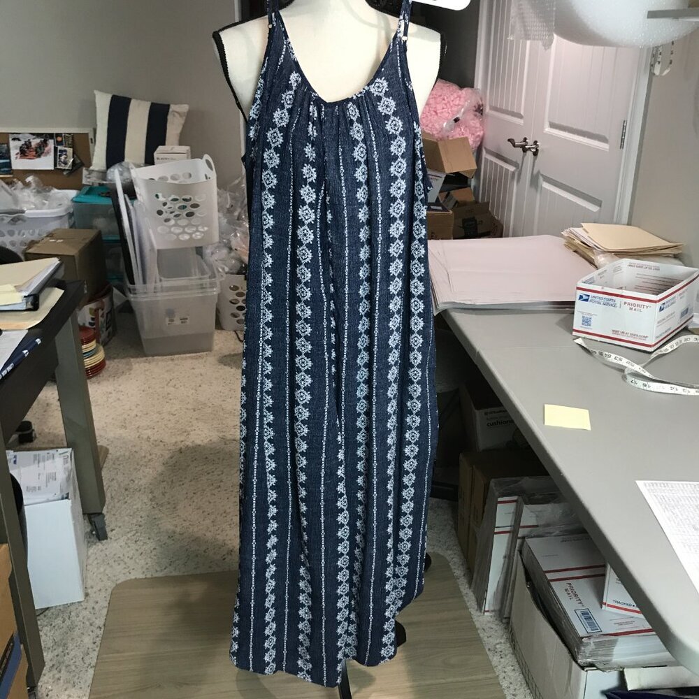 Women's Hem & Thread Rayon loose fit strappy navy jumpsuit Size S